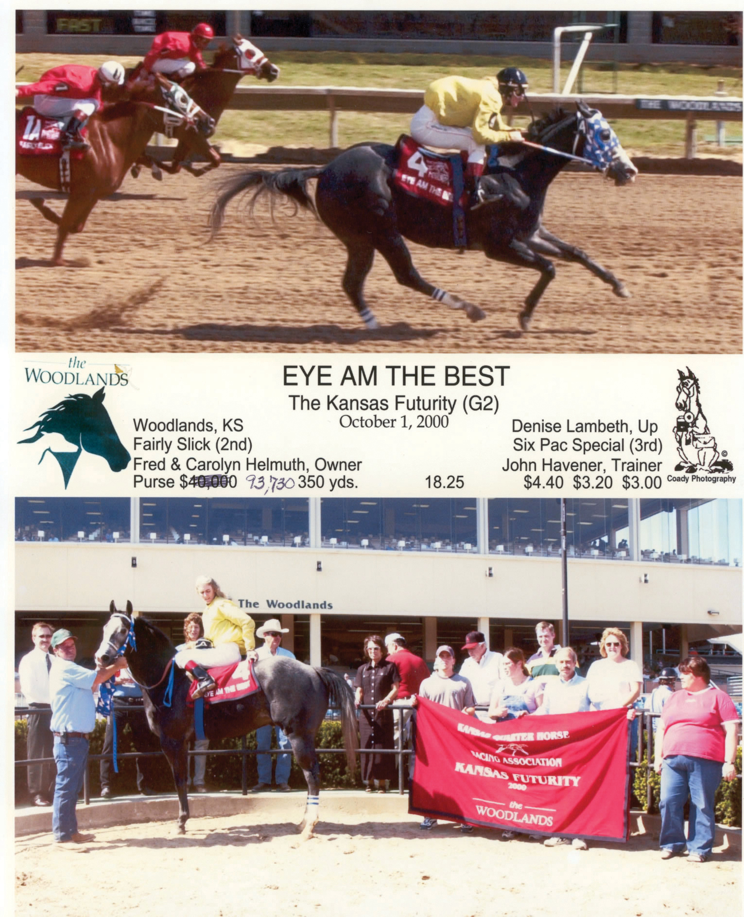 Eye Am The Best winning the $93,730 Grade 2 Kansas Futurity in 2000